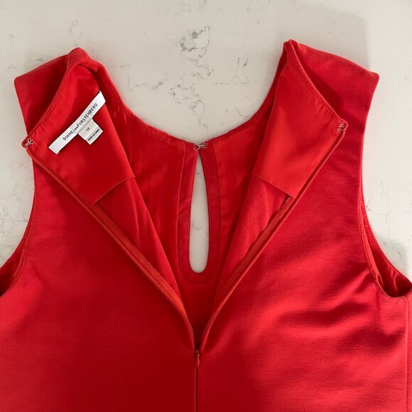 Diane von Furstenberg Designer Slvless Viscose Polyamide Dress Orange Sz 12 - Picture 12 of 13